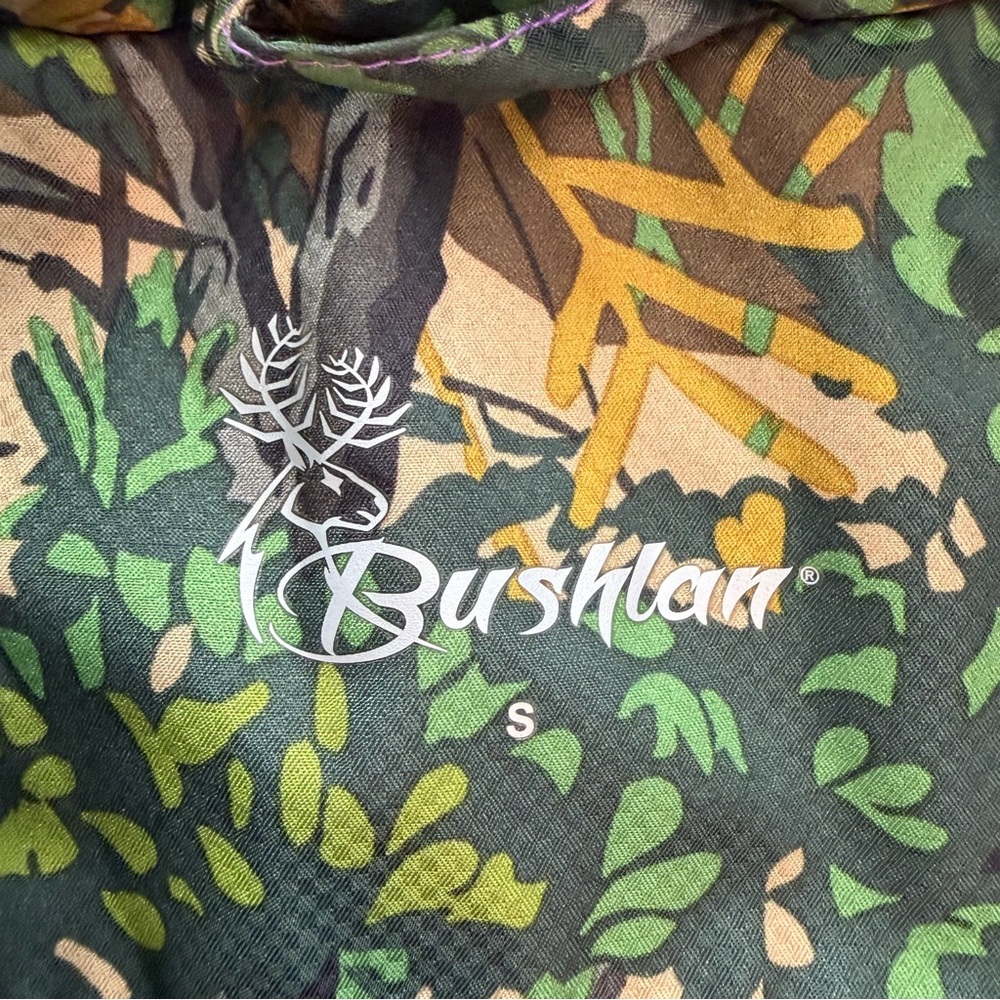 Bushlan Camo Insulated Puffer Jacket S Hooded Hunting Coat Woodland Leaf Print - Picture 12 of 14